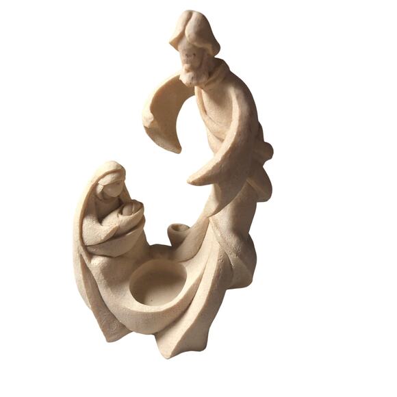 Nativity One Piece Sandstone Resin Christmas Candle Tea Light 9” - Picture 1 of 6